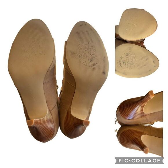 Tahari Size 8M Tan Suede Lace up Gladiator Camila Strappy Heels Back Zip Shoes - Picture 7 of 8